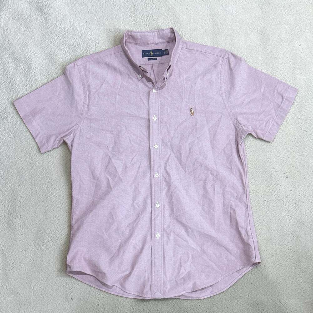 Polo Ralph Lauren Men's Short-Sleeve Button-Down Lavender Sz L Slim Fit